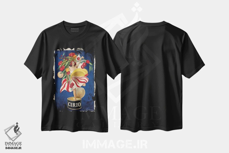 تیشرت مشکی طرح دار چیریو، تایپوگرافی اثر لئونتو کاپیلو | immage.ir