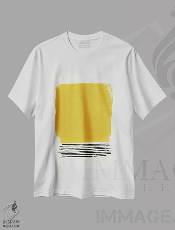 تیشرت سفید طرح دار ریتم خاص I، آبستره اثر لوکا شپرد | immage.ir
