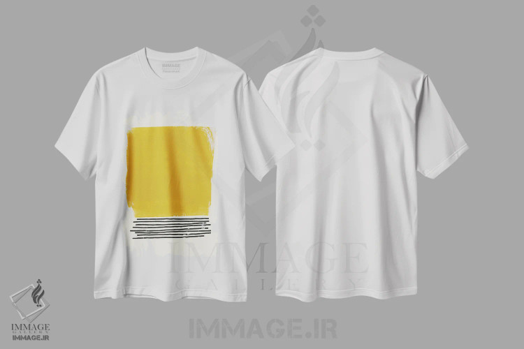 تیشرت سفید طرح دار ریتم خاص I، آبستره اثر لوکا شپرد | immage.ir