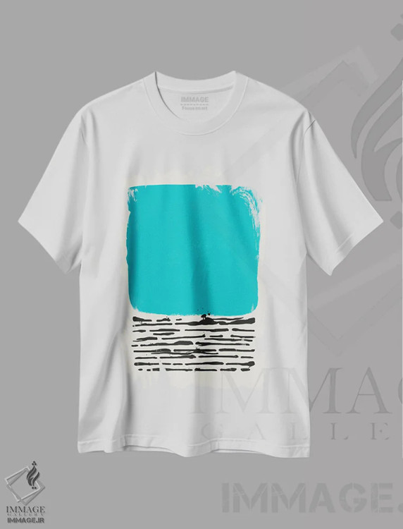 تیشرت سفید طرح دار ریتم خاص II، آبستره اثر لوکا شپرد | فروشگاه ایماژ