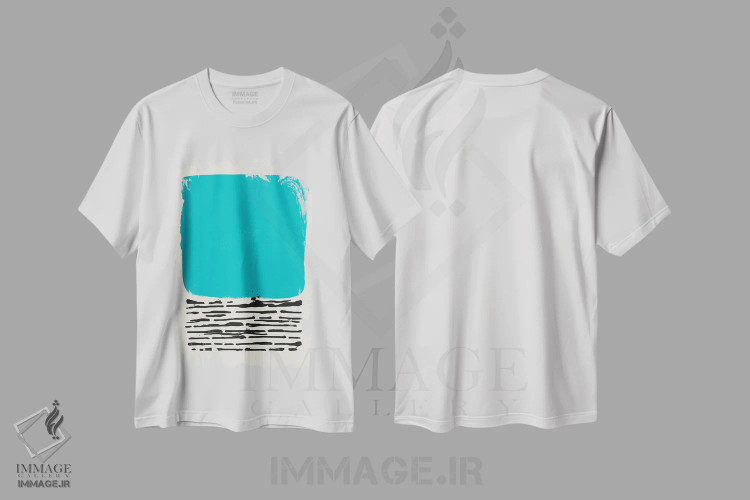 تیشرت سفید طرح دار ریتم خاص II، آبستره اثر لوکا شپرد | فروشگاه ایماژ