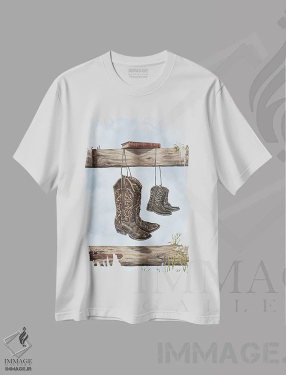 تیشرت سفید طرح دار چکمه های خانوادگی، دکور روستایی اثر لوکا شپرد | immage.ir