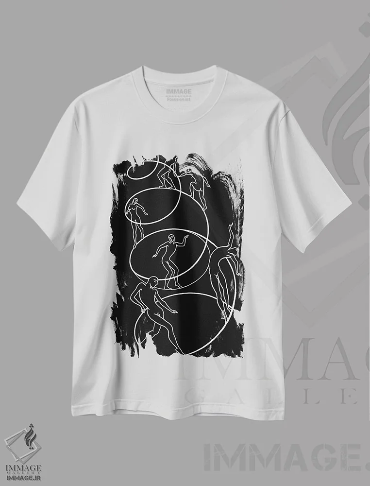 تیشرت سفید طرح دار مارپیچ زندگی، آبستره اثر لیا چچلاشویلی | فروشگاه ایماژ