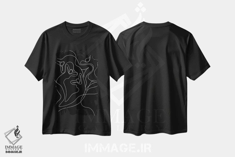 تیشرت مشکی طرح دار چهار بخشش، آبستره اثر لیا چچلاشویلی | immage.ir