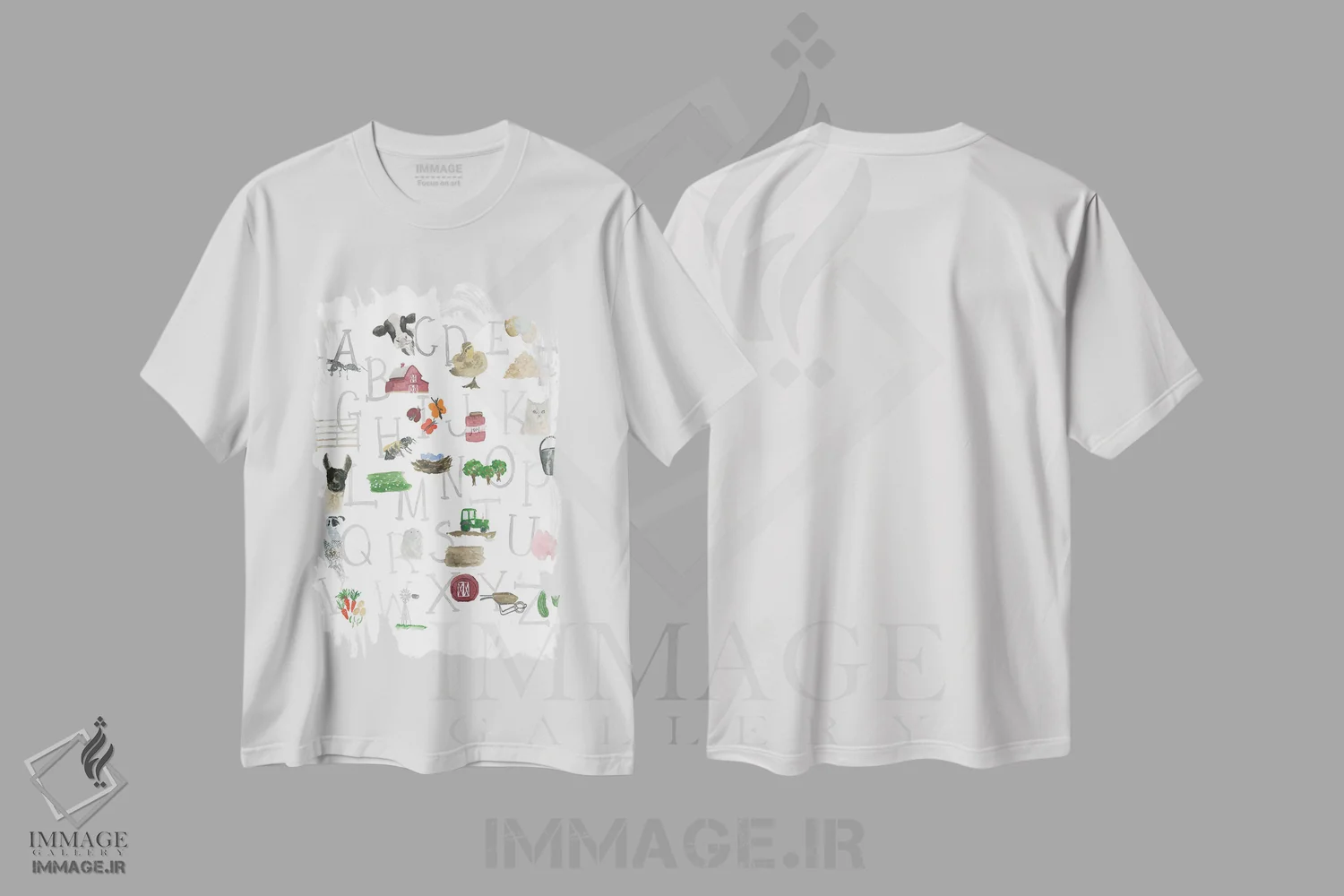 تیشرت سفید طرح دار الفبای مزرعه، دکور روستایی اثر لوسیل پرایس | immage.ir