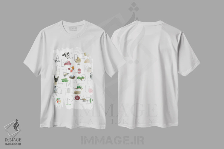 تیشرت سفید طرح دار الفبای مزرعه، دکور روستایی اثر لوسیل پرایس | immage.ir