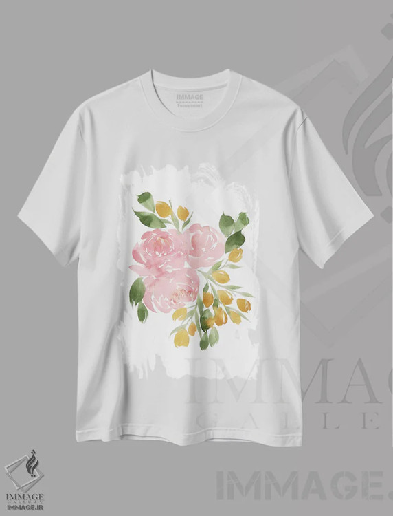 تیشرت سفید طرح دار باغ آملیا II، دکور معاصر اثر لوسیل پرایس | فروشگاه ایماژ