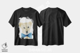 تیشرت مشکی طرح دار شیر با پاپیون، مدیوم اثر لوسیل پرایس | فروشگاه ایماژ