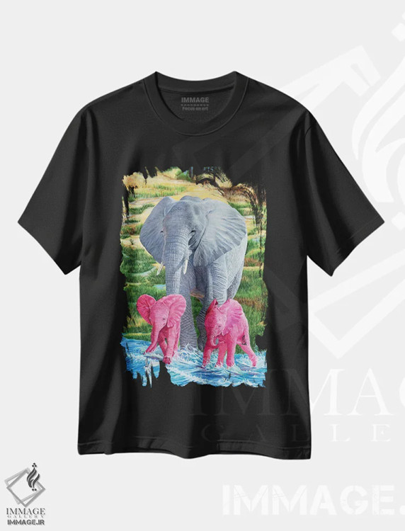 تیشرت مشکی طرح دار دردسر دوبرابر، مدیوم اثر لورا کرتین | immage.ir