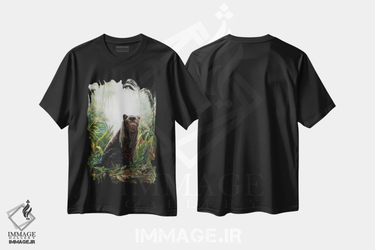 تیشرت مشکی طرح دار سایه جنگل، مدیوم اثر لورا کرتین | فروشگاه ایماژ