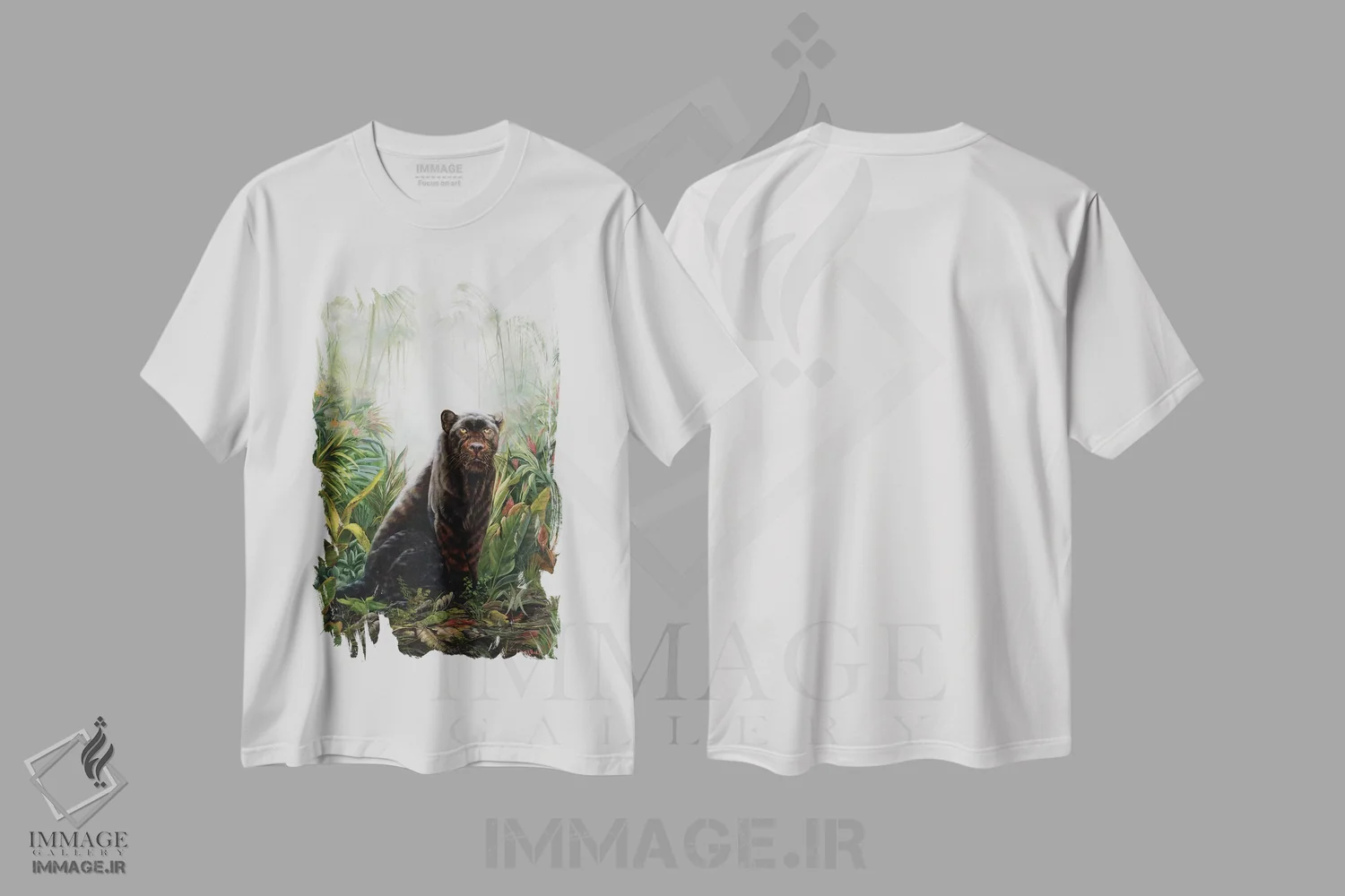 تیشرت سفید طرح دار سایه جنگل، مدیوم اثر لورا کرتین | immage.ir