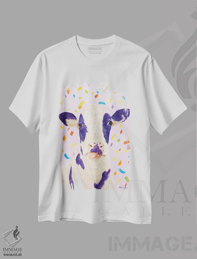 تیشرت سفید طرح دار بنفشه، مدیوم اثر لورا کرتین | فروشگاه ایماژ