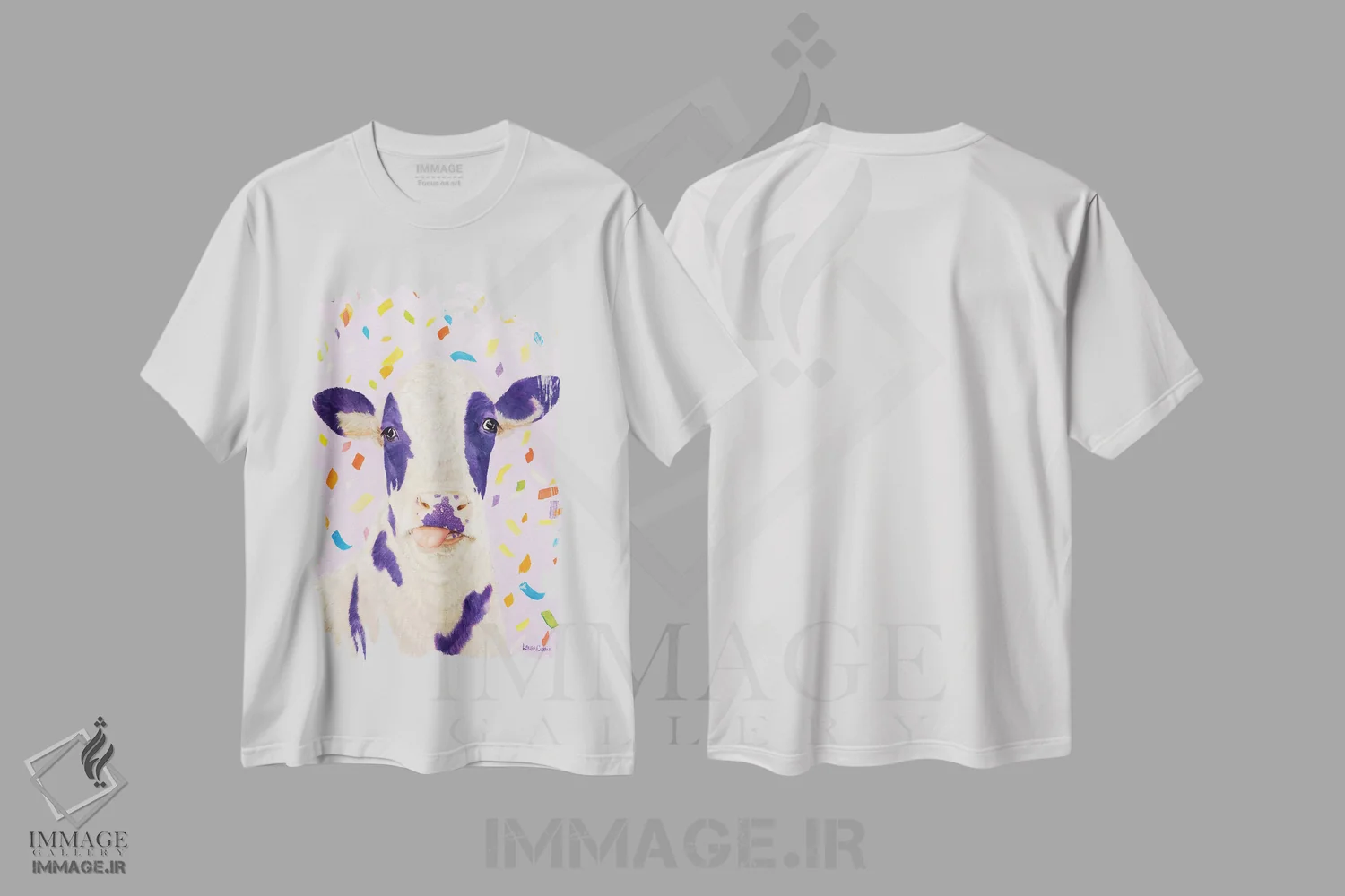 تیشرت سفید طرح دار بنفشه، مدیوم اثر لورا کرتین | فروشگاه ایماژ