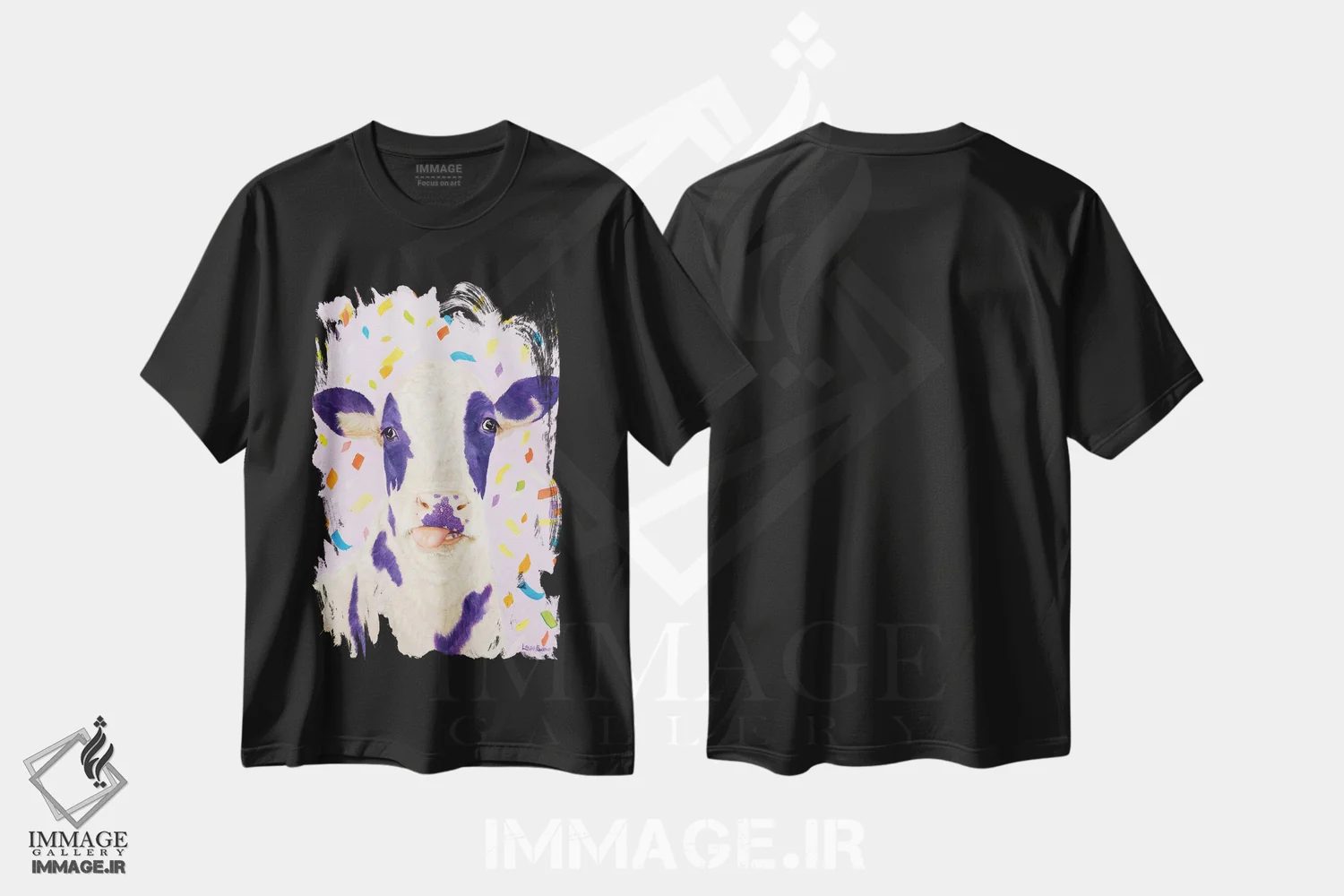 تیشرت مشکی طرح دار بنفشه، مدیوم اثر لورا کرتین | immage.ir