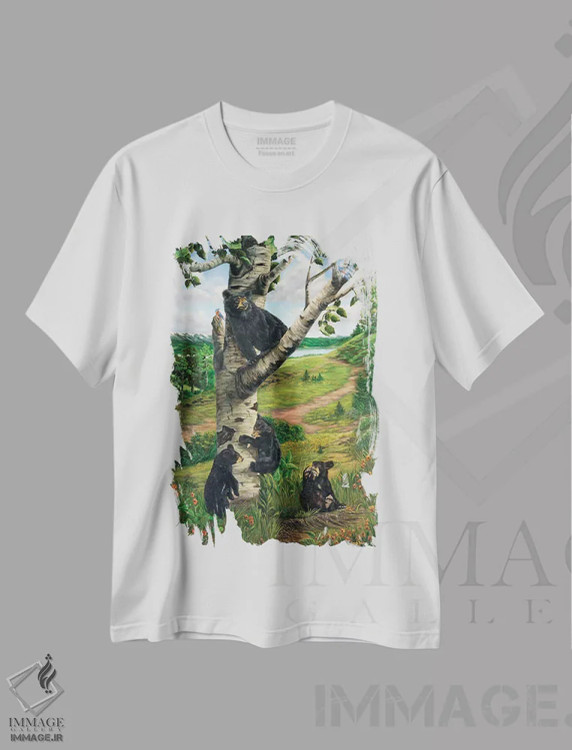 تیشرت سفید طرح دار بهار در سرزمین خرس ها، مدیوم اثر لورا کرتین | immage.ir