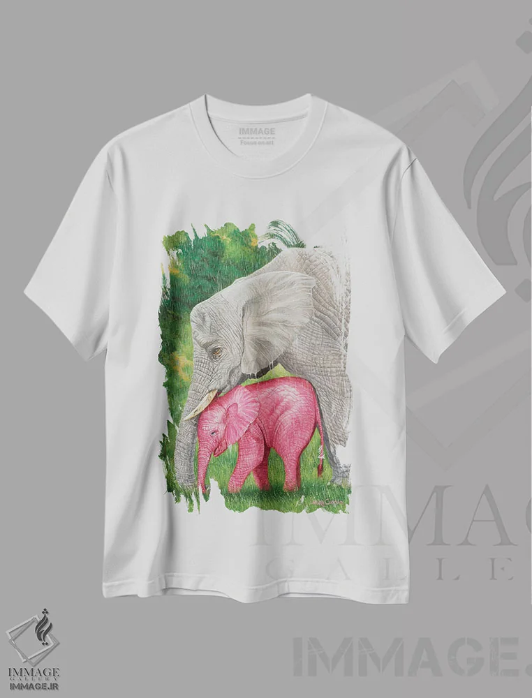 تیشرت سفید طرح دار باران بهاری، مدیوم اثر لورا کرتین | فروشگاه ایماژ