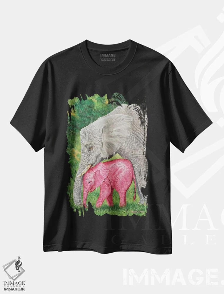 تیشرت مشکی طرح دار باران بهاری، مدیوم اثر لورا کرتین | immage.ir