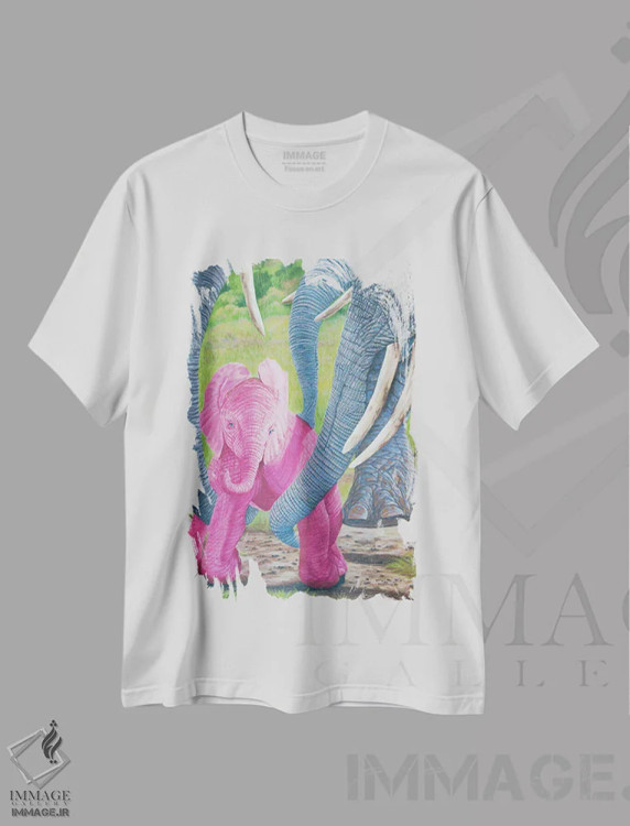 تیشرت سفید طرح دار عشق ما را بالا می برد، تزئینی اثر لورا کرتین | فروشگاه ایماژ