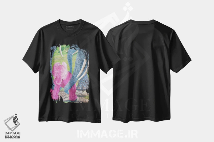 تیشرت مشکی طرح دار عشق ما را بالا می برد، تزئینی اثر لورا کرتین | immage.ir