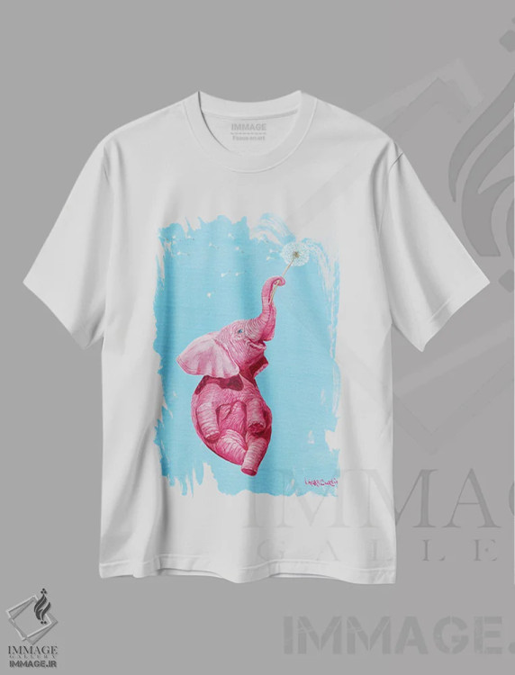 تیشرت سفید طرح دار حیرت زده شدن، مدیوم اثر لورا کرتین | immage.ir