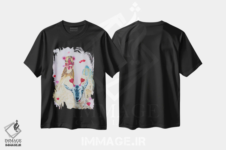 تیشرت مشکی طرح دار با یک دوست امتحان کن، تزئینی اثر لورا کرتین | immage.ir