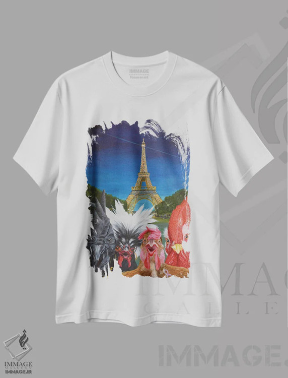 تیشرت سفید طرح دار تعطیلات در پاریس، تزئینی اثر لورا کرتین | immage.ir
