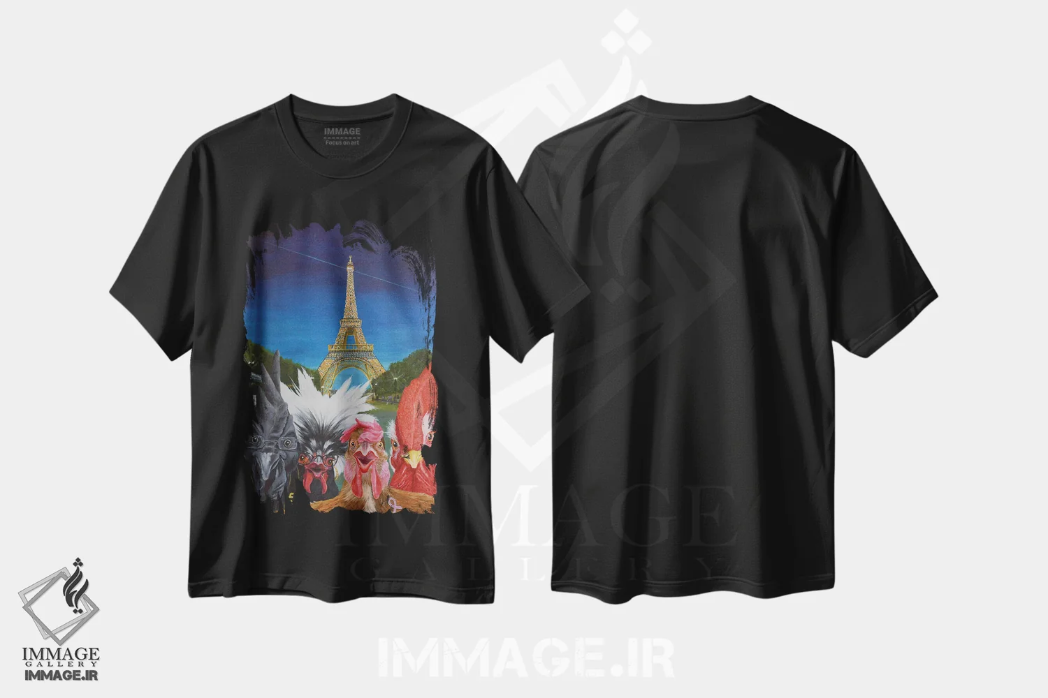 تیشرت مشکی طرح دار تعطیلات در پاریس، تزئینی اثر لورا کرتین | فروشگاه ایماژ
