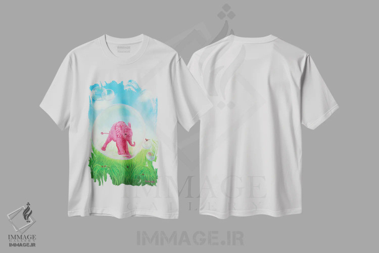 تیشرت سفید طرح دار شناور شدن، مدیوم اثر لورا کرتین | immage.ir