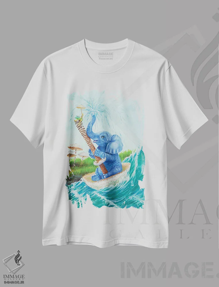 تیشرت سفید طرح دار برده شده با موج، مدیوم اثر لورا کرتین | فروشگاه ایماژ