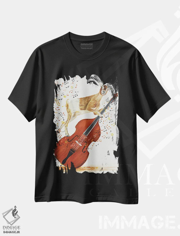 تیشرت مشکی طرح دار تامپر، مدیوم اثر لورا کرتین | فروشگاه ایماژ