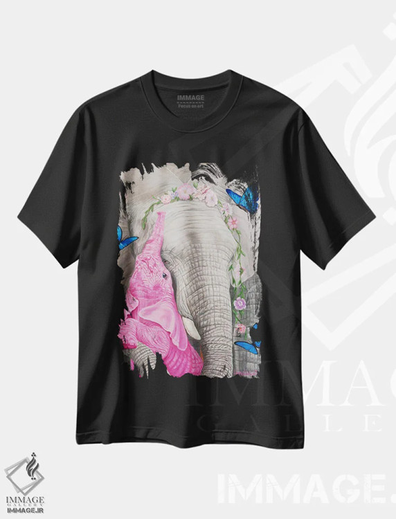 تیشرت مشکی طرح دار عشق مادرانه، هنر فاخر معاصر اثر لورا کرتین | فروشگاه ایماژ