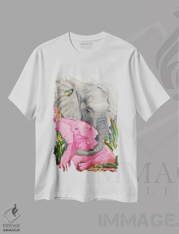 تیشرت سفید طرح دار عشق لطیف، هنر فاخر معاصر اثر لورا کرتین | فروشگاه ایماژ