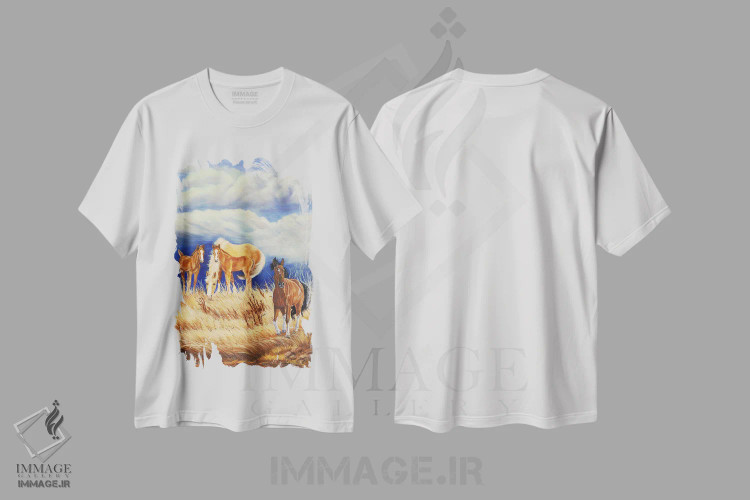 تیشرت سفید طرح دار وحشی و طوفانی ۲، هنر فاخر معاصر اثر لورا کرتین | فروشگاه ایماژ