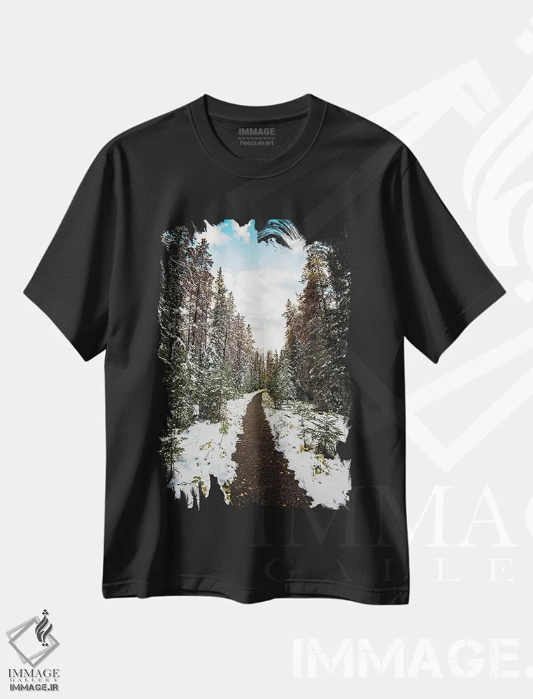 تیشرت مشکی طرح دار مسیر زمستانی، مدیوم اثر لوکاس مور | immage.ir
