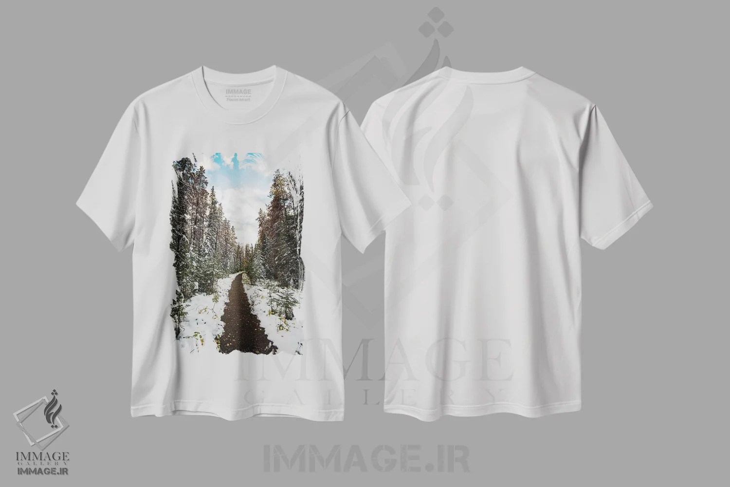 تیشرت سفید طرح دار مسیر زمستانی، مدیوم اثر لوکاس مور | فروشگاه ایماژ