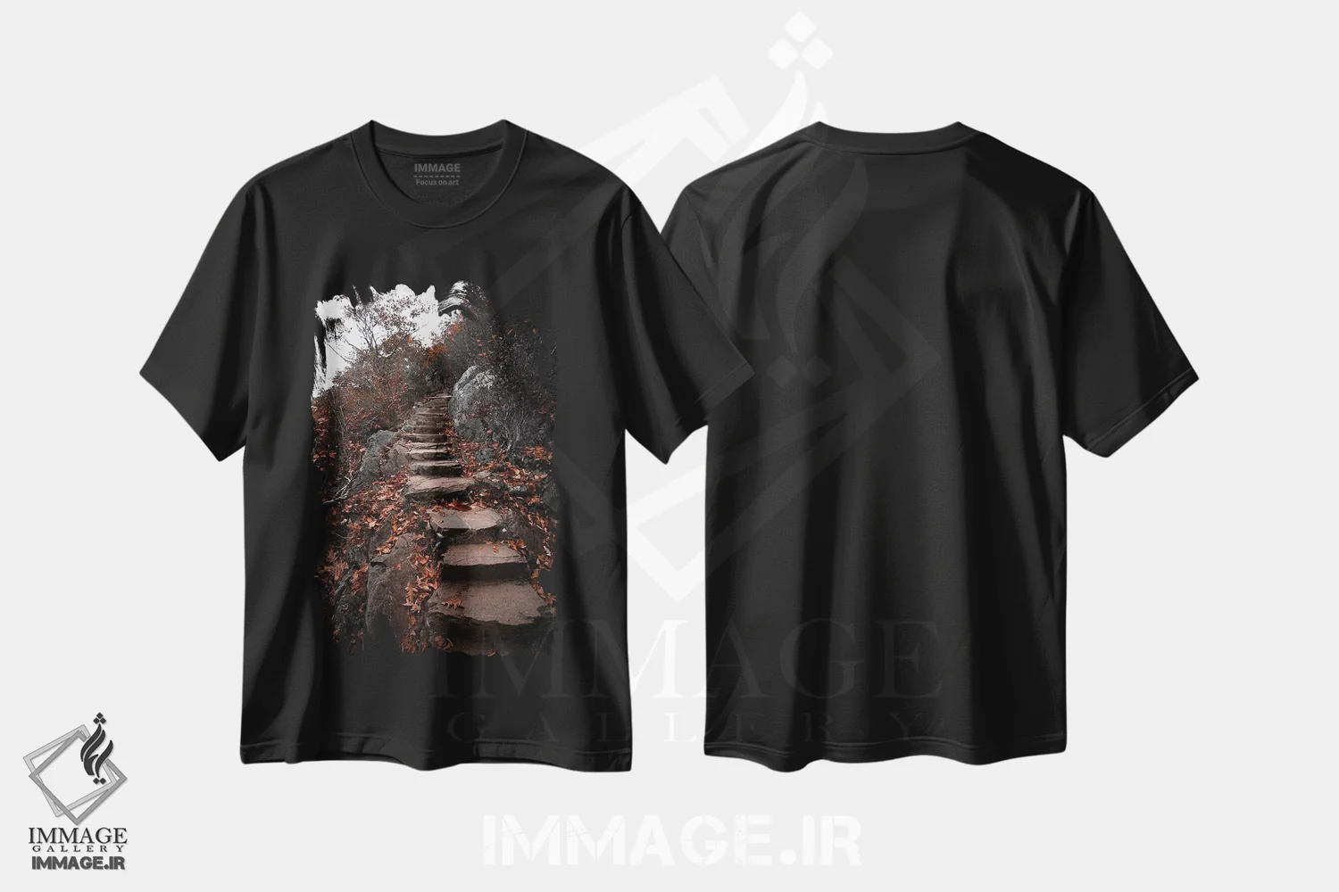 تیشرت مشکی طرح دار مسیر پاییزی، مدیوم اثر لوکاس مور | immage.ir