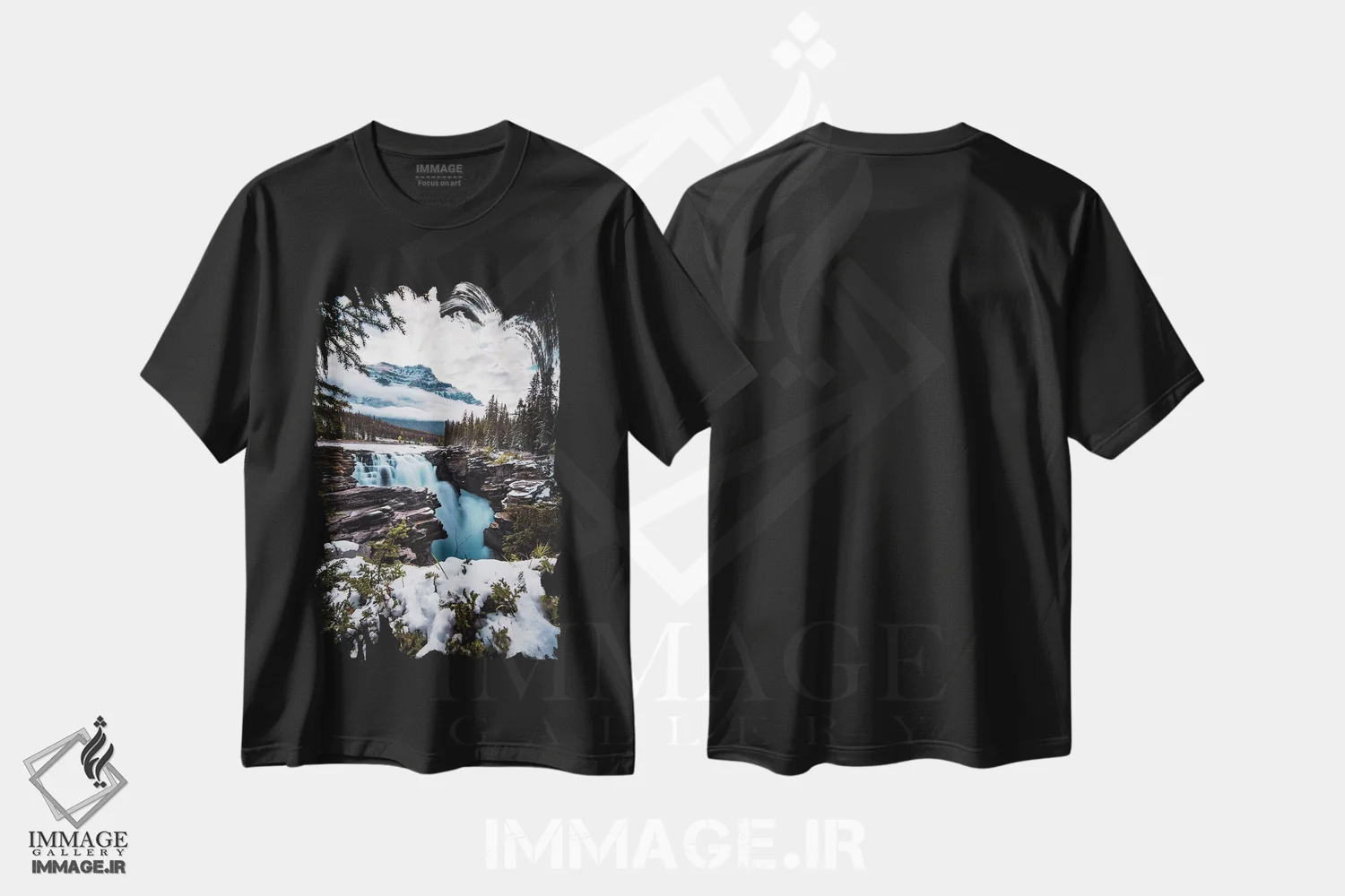 تیشرت مشکی طرح دار آبشار زمستانی، مدیوم اثر لوکاس مور | فروشگاه ایماژ