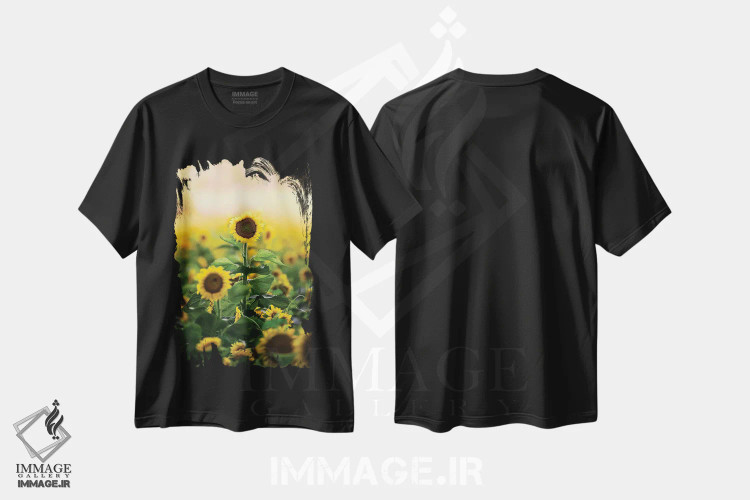 تیشرت مشکی طرح دار گل تنها، مدیوم اثر لوکاس مور | immage.ir