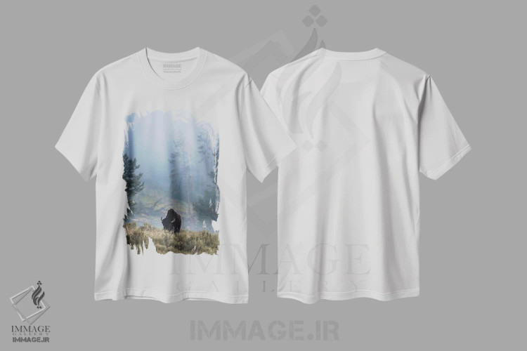 تیشرت سفید طرح دار بایسون تنها، مدیوم اثر لوکاس مور | فروشگاه ایماژ