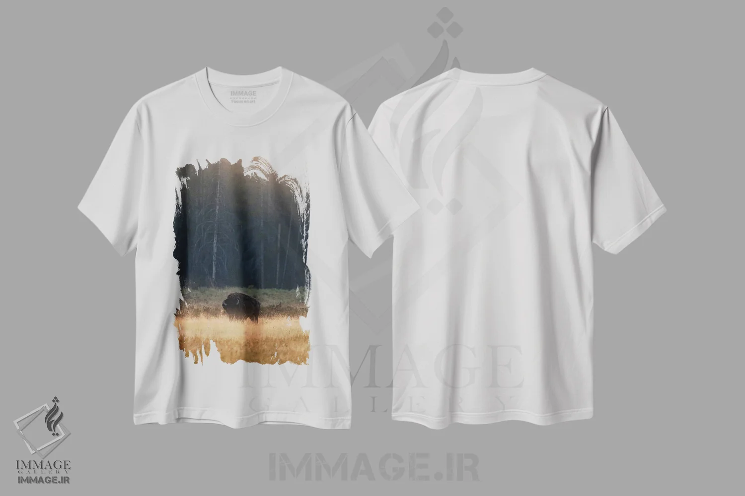 تیشرت سفید طرح دار چریدن صبحگاهی، مدیوم اثر لوکاس مور | فروشگاه ایماژ