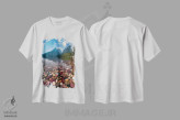 تیشرت سفید طرح دار سنگ ریزه های رنگی، مدیوم اثر لوکاس مور | فروشگاه ایماژ