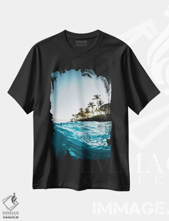 تیشرت مشکی طرح دار صبح آبی، مدیوم اثر لوکاس مور | فروشگاه ایماژ