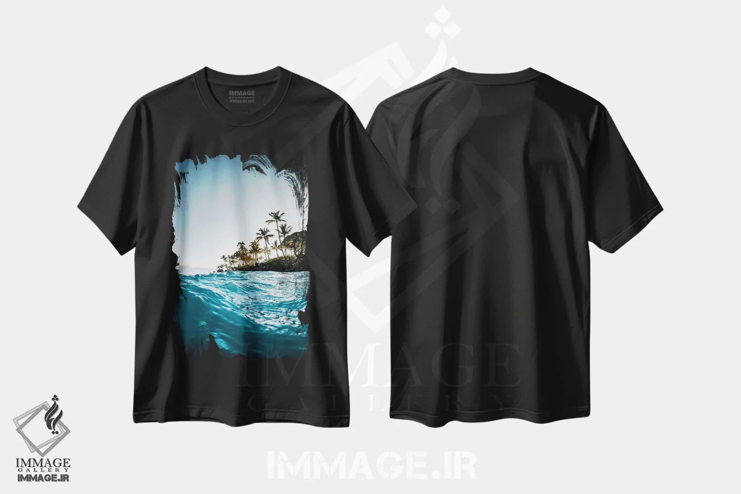 تیشرت مشکی طرح دار صبح آبی، مدیوم اثر لوکاس مور | فروشگاه ایماژ