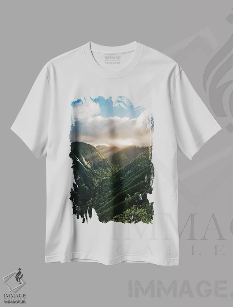 تیشرت سفید طرح دار دره نور، مدیوم اثر لوکاس مور | فروشگاه ایماژ