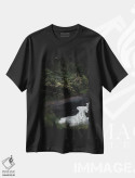 تیشرت مشکی طرح دار نخل های ساحل شنی سیاه، مدیوم اثر لوکاس مور | فروشگاه ایماژ