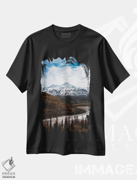 تیشرت مشکی طرح دار پاییز آلاسکا، مدیوم اثر لوکاس مور | immage.ir