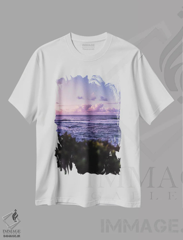 تیشرت سفید طرح دار غروب خیال انگیز، مدیوم اثر لوکاس مور | فروشگاه ایماژ