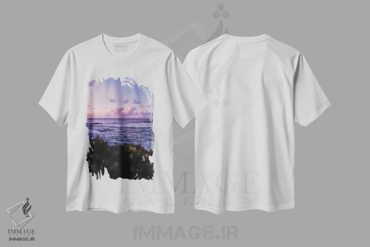 تیشرت سفید طرح دار غروب خیال انگیز، مدیوم اثر لوکاس مور | فروشگاه ایماژ
