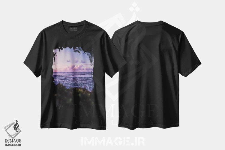 تیشرت مشکی طرح دار غروب خیال انگیز، مدیوم اثر لوکاس مور | immage.ir