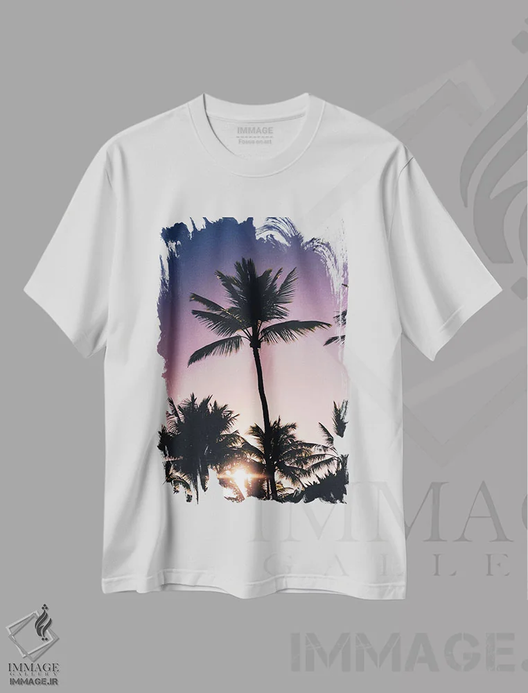 تیشرت سفید طرح دار رنگ های صبحگاهی، مدیوم اثر لوکاس مور | فروشگاه ایماژ